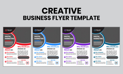 Four color's state-of-the-art digital marketing agency flyer vector template design. 