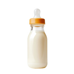 Transparent Baby Bottle Filled with Milk Isolated on a Transparent Background