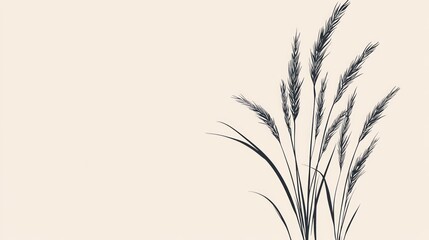Fototapeta premium Silhouette of grasses on a light beige background
