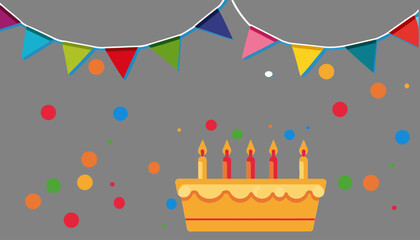 Colorful-Birthday-Cake-Illustration-Festive-Celebration-Image-with-Candles-and-Confetti-Graphic-Vector-Art-for-Birthday-Cards-and-Party-Invitations