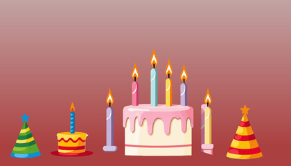 Colorful-Birthday-Party-Celebration-Image-Festive-Bunting-Decorations-Party-Hats-Cake-with-Candle-Illustration-Joyful-Celebratory-Graphic-Design