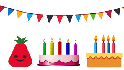 Birthday-Cake-Celebration-Image-Festive-Party-with-Candles-and-Colorful-Bunting-Banner-Graphic-Illustration-Cheerful-Celebratory-Fun-Holiday-Design