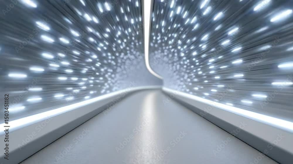 Fototapete futuristic led corridor: a mesmerizing 3d render of a futuristic corridor, illuminated by countless 