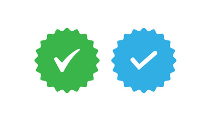 Green and Blue Checkmark Badges Approved Seal Quality Guarantee Success Icon Set