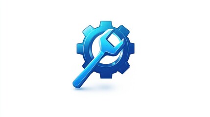 Obraz premium Blue gear and wrench graphic