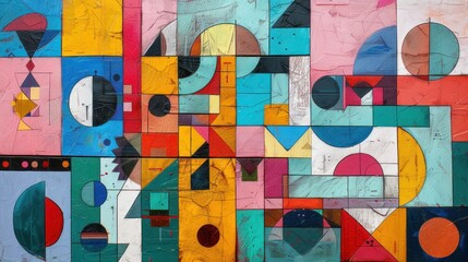 Obraz premium Colorful abstract design with swirling shapes and multicolored pattern, for creative wallpaper.