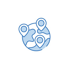 World map icon design with white background stock illustration