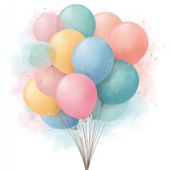 Pastel Balloons Watercolor Illustration