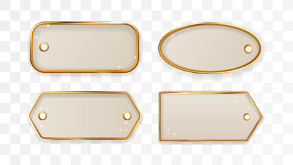Gold Tag Gift Sale Price Luxury 3d Set Frame Label Border Vintage Christmas Xmas Vector Badge Golden Collection