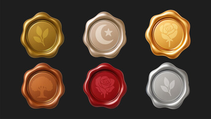 Wax Seal Stamp 3d Isolated Metallic Ancient Background Vintage Old Letter Message Certificate Tag