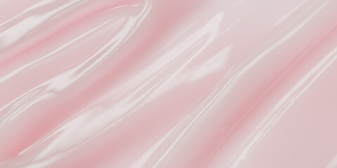 Glossy pink liquid cosmetic texture. Abstract of smooth, elegant pearl nail polish, gel, or cream...