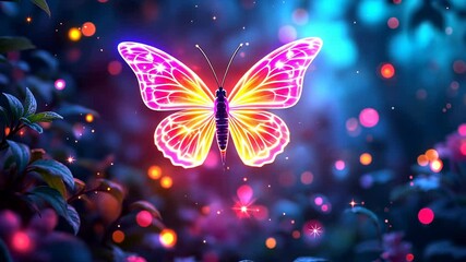glowing butterfly in a magical forest with enchanting light and dreamlike atmosphere - Powered by Adobe