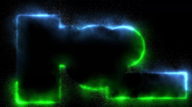 Minimal Animated Background Loop for Live Streams and Presentations, abstract picture frame with two, smokey glitter tone neon color and isolated black background. 4k video.