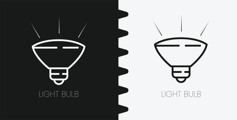 Minimalist Reflector Light Bulb Icon Vector Simple Outline Illustration of Halogen Lamp Graphic