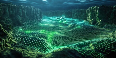 Abstract green and teal landscape