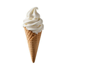 Delicious soft serve ice cream cone, transparent background.
