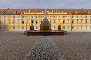 Melk Abbey on hill above town, Prelate's courtyard, Melk, Austria