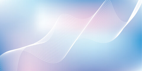 Abstract blue gradient background with shining lines waves. Minimalist background for banner, poster, cover, brochure, flyer, website