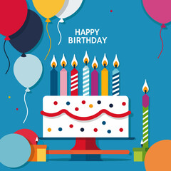 Happy-Birthday-Celebration-Image-Festive-Birthday-Cake-with-Colorful-Candles-and-Balloons-Perfect-for-Birthday-Cards-Invitations-Party-Graphics-Joyful-Moments-Celebration