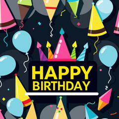 happy-birthday-graphic-image-colorful-birthday-party-hats-and-balloons-modern-birthday-celebration-design-festive-and-fun-birthday-artwork
