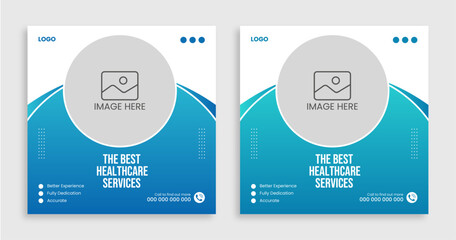 Healthcare social media post banner, Medical healthcare promotion banner template design