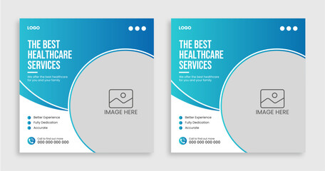 Healthcare social media post banner, Medical healthcare promotion banner template design