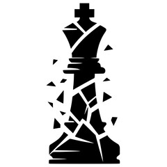 Silhouette of chess king pawn destroyed
