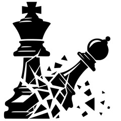 Silhouette of chess king pawn destroyed