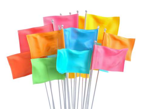 Bright Blank Flags on Sticks for Parties and Events