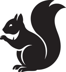 Squirrel silhouette black white design, Minimal forest animal squirrel art
