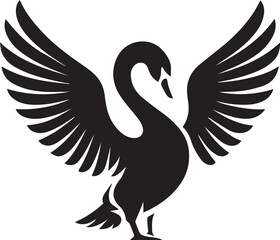 Black swan silhouette wings spread, Elegant swan in flight minimalist style