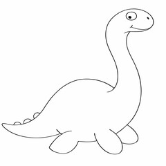 Obraz premium Loch ness monster coloring page simple and minimal line art illustration on white background