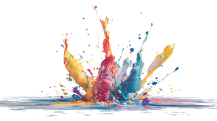 Colorful splash of paint against a white background.
