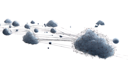 Dynamic cloud formation with lines, white isolate background.