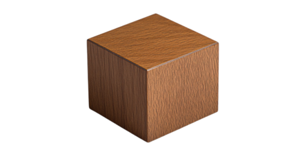 Realistic wooden cube rotating on transparent background