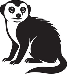 Meerkat simple black and white shape, Clean silhouette of meerkat standing