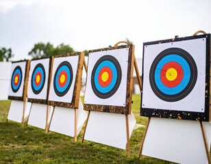 Archery targets set up on outdoor range for practice sessions
