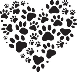 Fototapeta premium Cat Silhouettes with Paw Prints vector