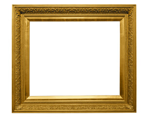 Ornate gilded picture frame on transparent background, png image for frame art templates.
