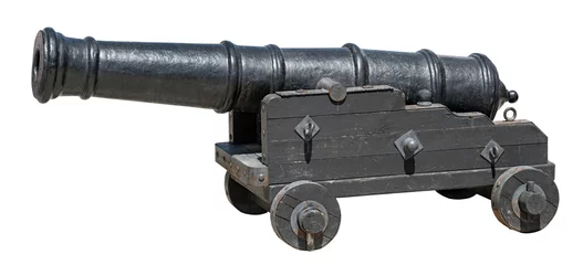 Fotobehang Schip Old ship cannon on a white background  © AVD