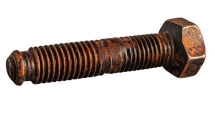 Rusty Hex Bolt on Transparent Background