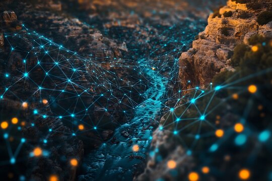 Data Stream Through Rocky Terrain: Networked Landscape.