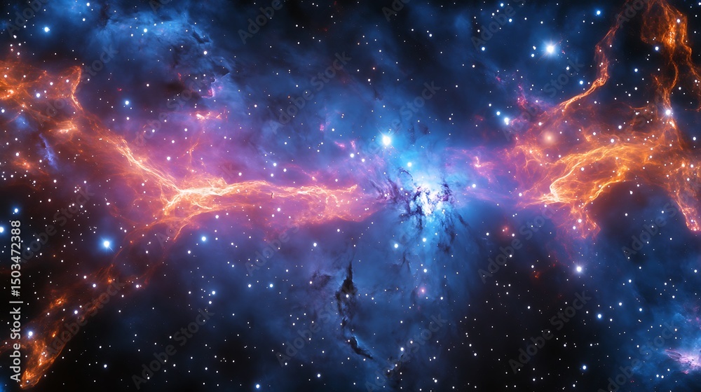 Wall mural serene view of light years of cosmic web structure showcasing the interconnection of galaxies and th