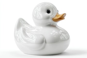 Glossy White Rubber Duck Toy with Orange Beak Perfect for Playtime and Decorative Purposes