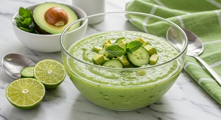 Creamy Avocado Cucumber Soup: Refreshing Summer Dish (Generative AI)