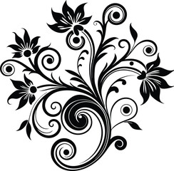 Obraz premium Floral Swirl Silhouette Curving Decorative Flourish