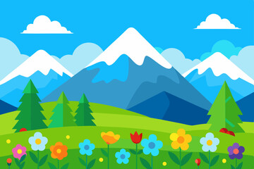 Obraz premium mountain landscape with flowers