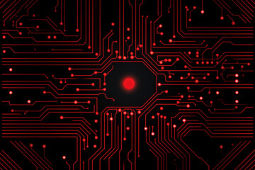 Red glowing circuits on a black background pattern background wallpaper