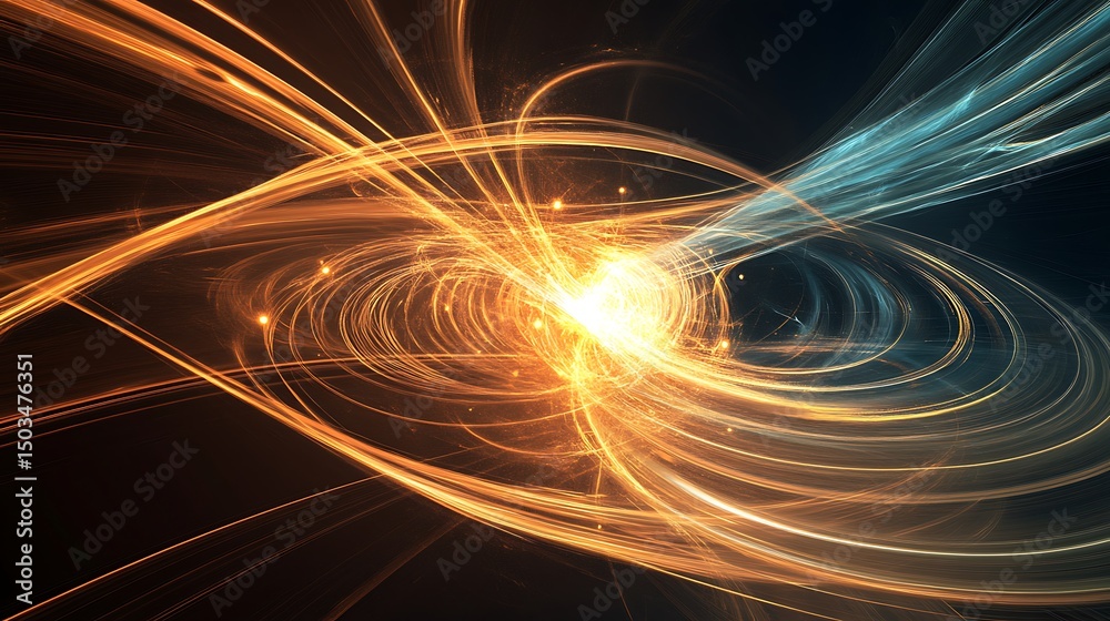 Wall mural visual representation of quantum gravity at work near a singularity with spacetime curving dramatica