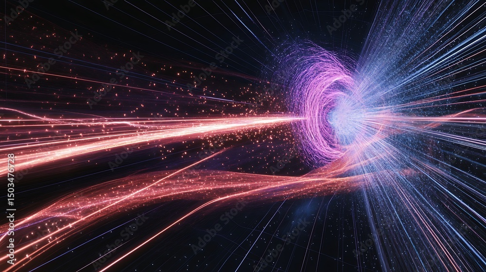 Wall mural visual representation of quantum gravity at work near a singularity with spacetime curving dramatica
